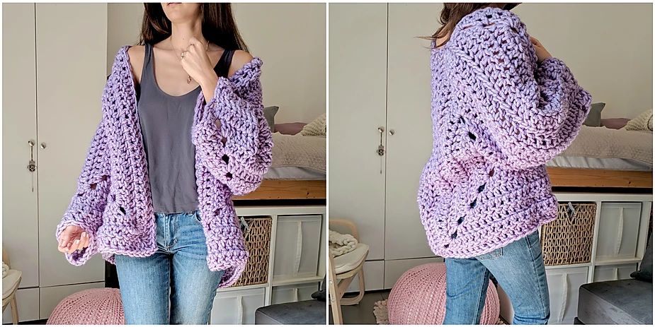 PATRÓN GRATIS Cárdigan Hexágono Skipper en Crochet