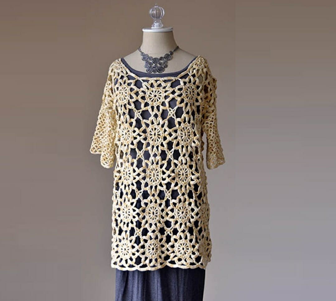 PATRÓN GRATIS Vestido Floral para Dama en Crochet