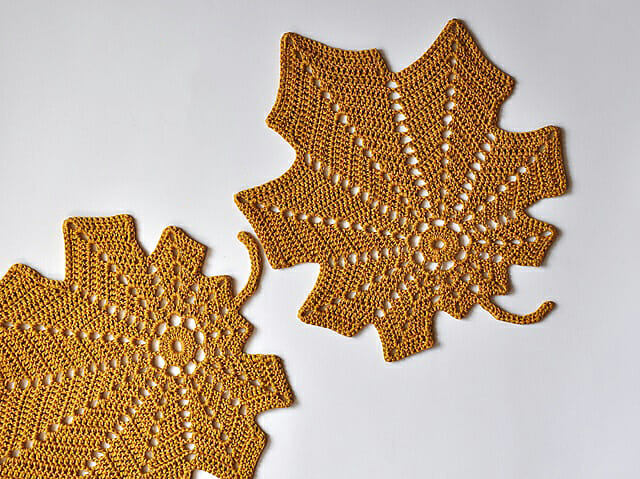 PATRÓN GRATIS Carpeta Hoja de Otoño en Crochet