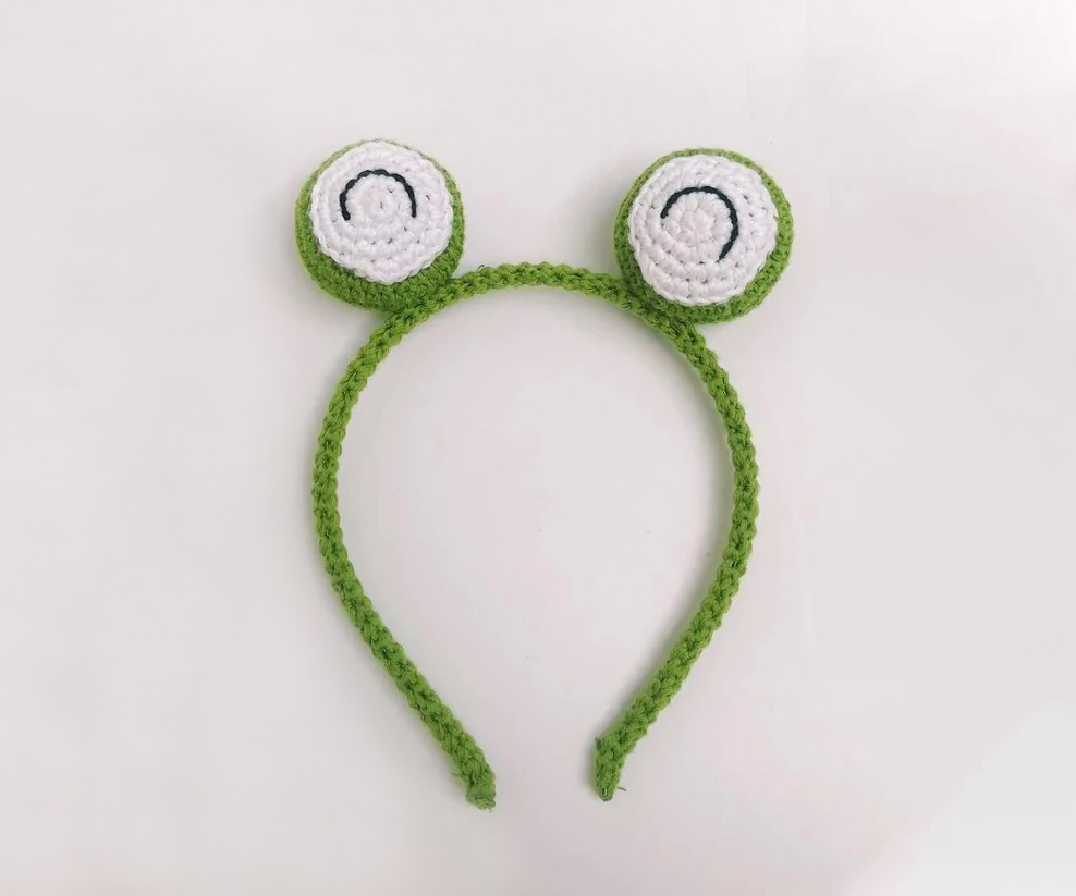PATRÓN GRATIS Diadema Ojitos de Sapo en Crochet