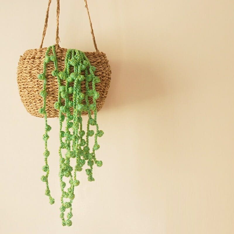 PATRÓN GRATIS Cadena de Perlas Suculentas en Crochet