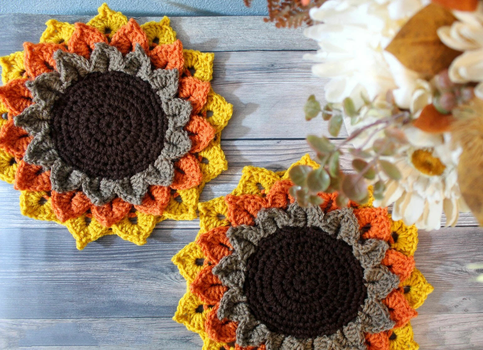 PATRÓN GRATIS Posavasos Vela de Girasol a Crochet