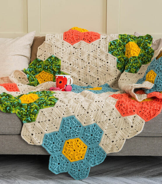 PATRÓN GRATIS Manta Flores de Hexágonos en Crochet