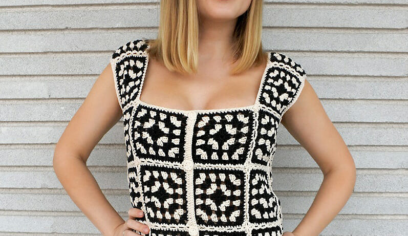 PATRÓN GRATIS Vestido Granny Black & White Crochet