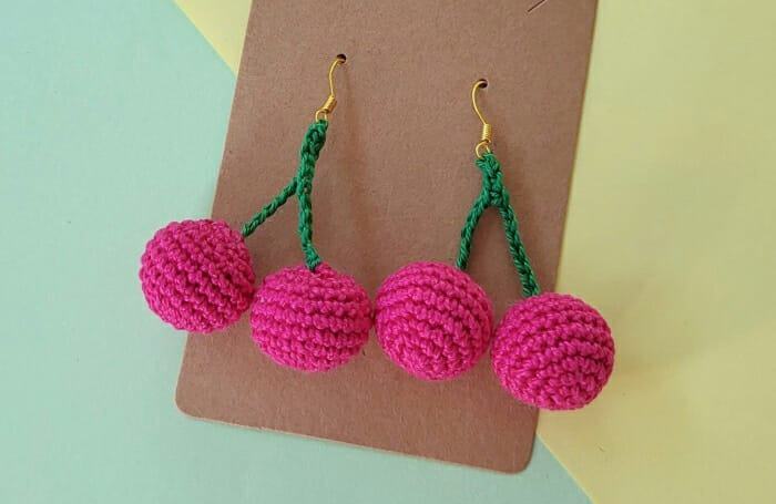 Pendientes de Cerezas en Crochet PATRÓN GRATIS