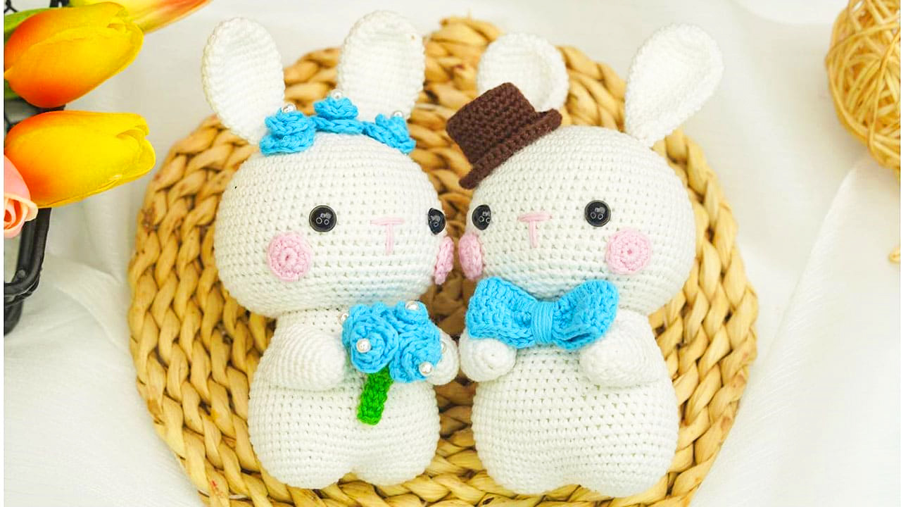 PATRÓN GRATIS Linda Pareja de Novios Conejitos Amigurumi