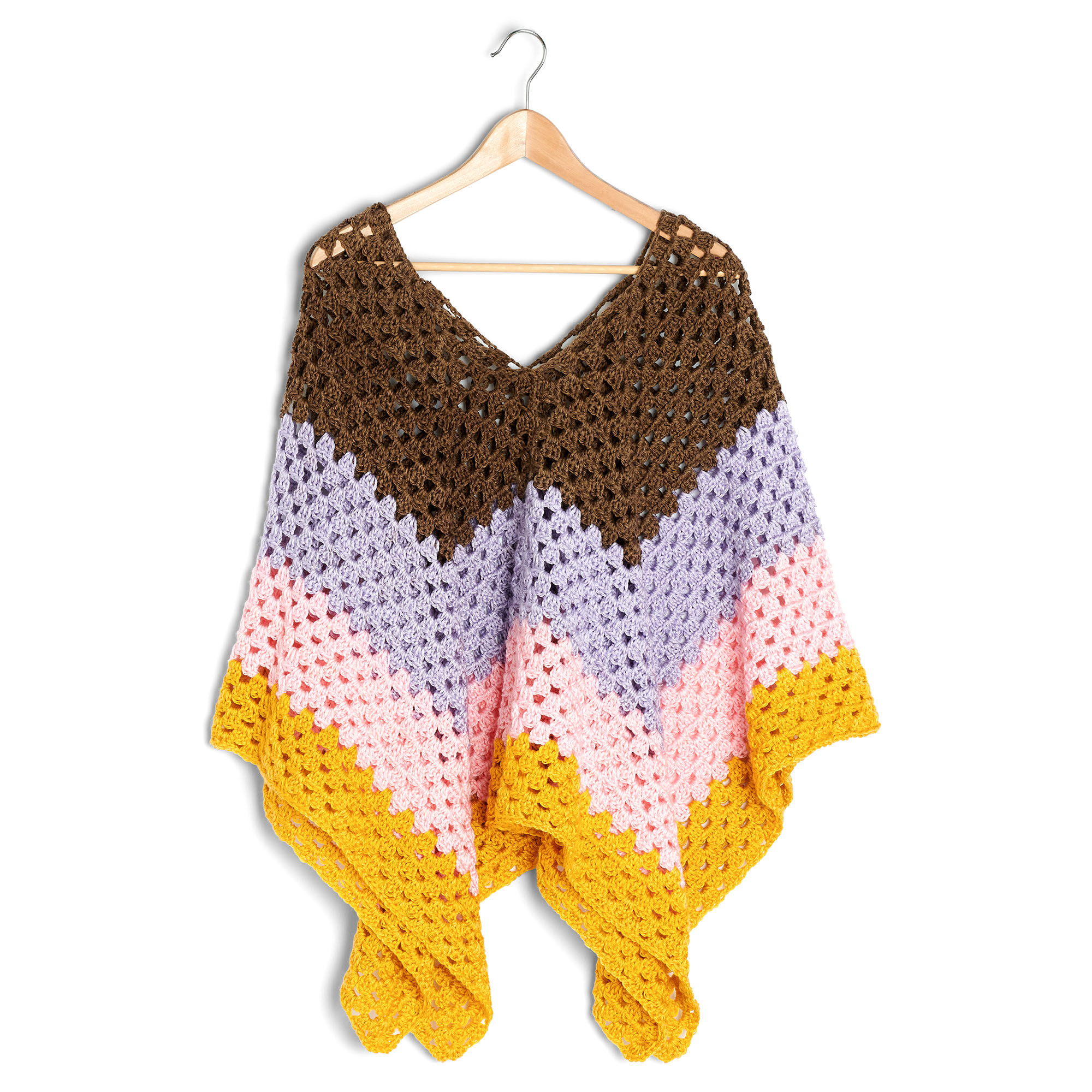 PATRÓN GRATIS Poncho Bloques Color en Crochet