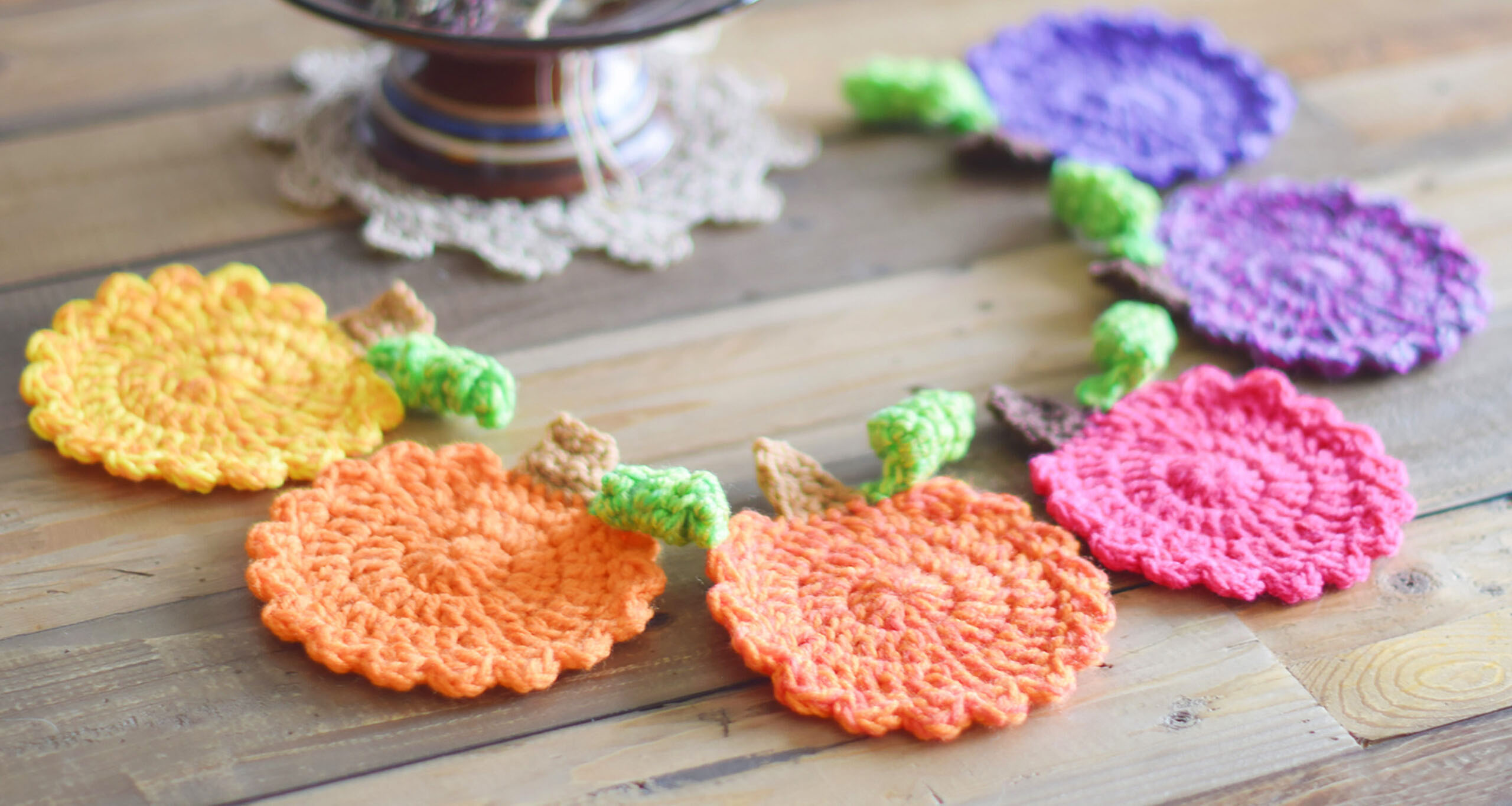 PATRÓN GRATIS Posavasos de Calabaza en Crochet