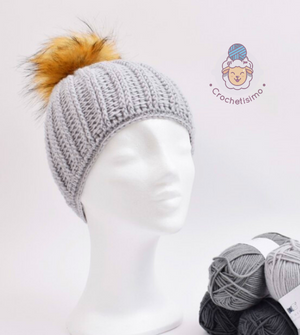 PATRÓN GRATIS Gorro con Pompón en Punto Relieve a Crochet