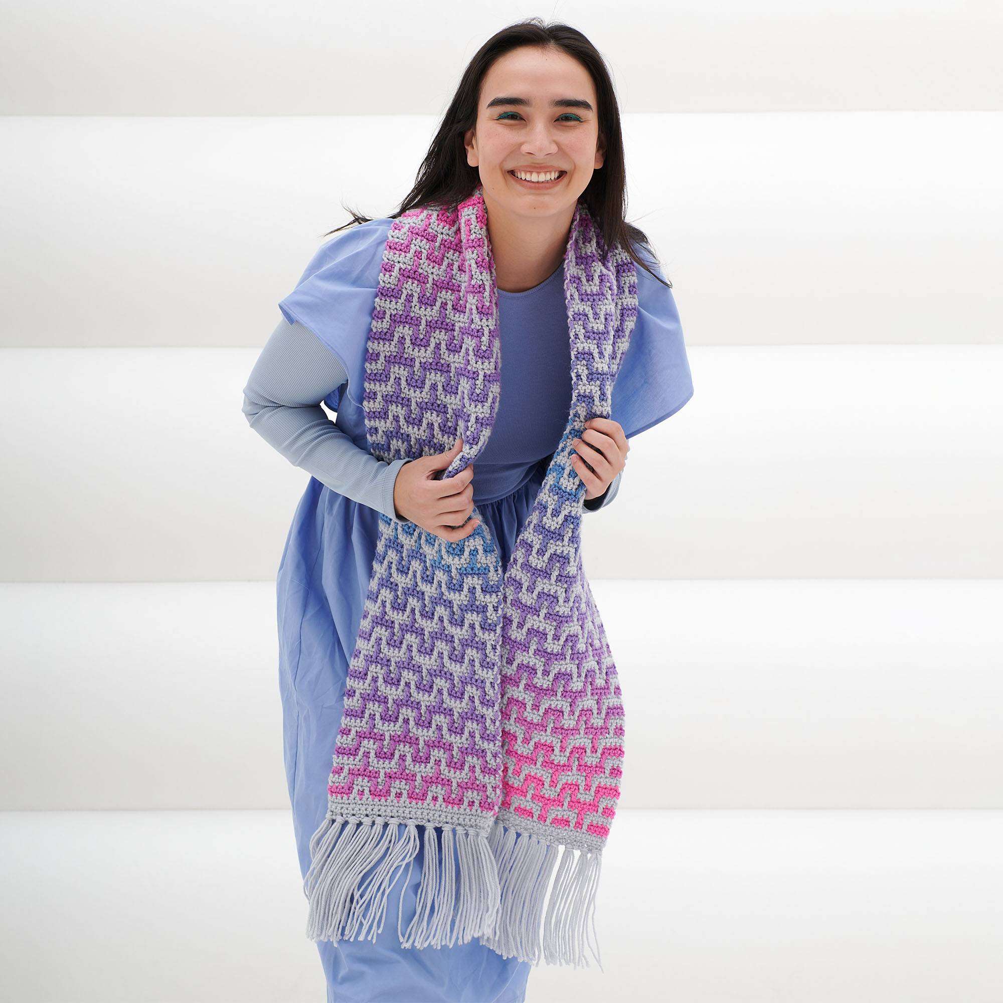 PATRÓN GRATIS Bufanda Mosaico Cromático en Crochet