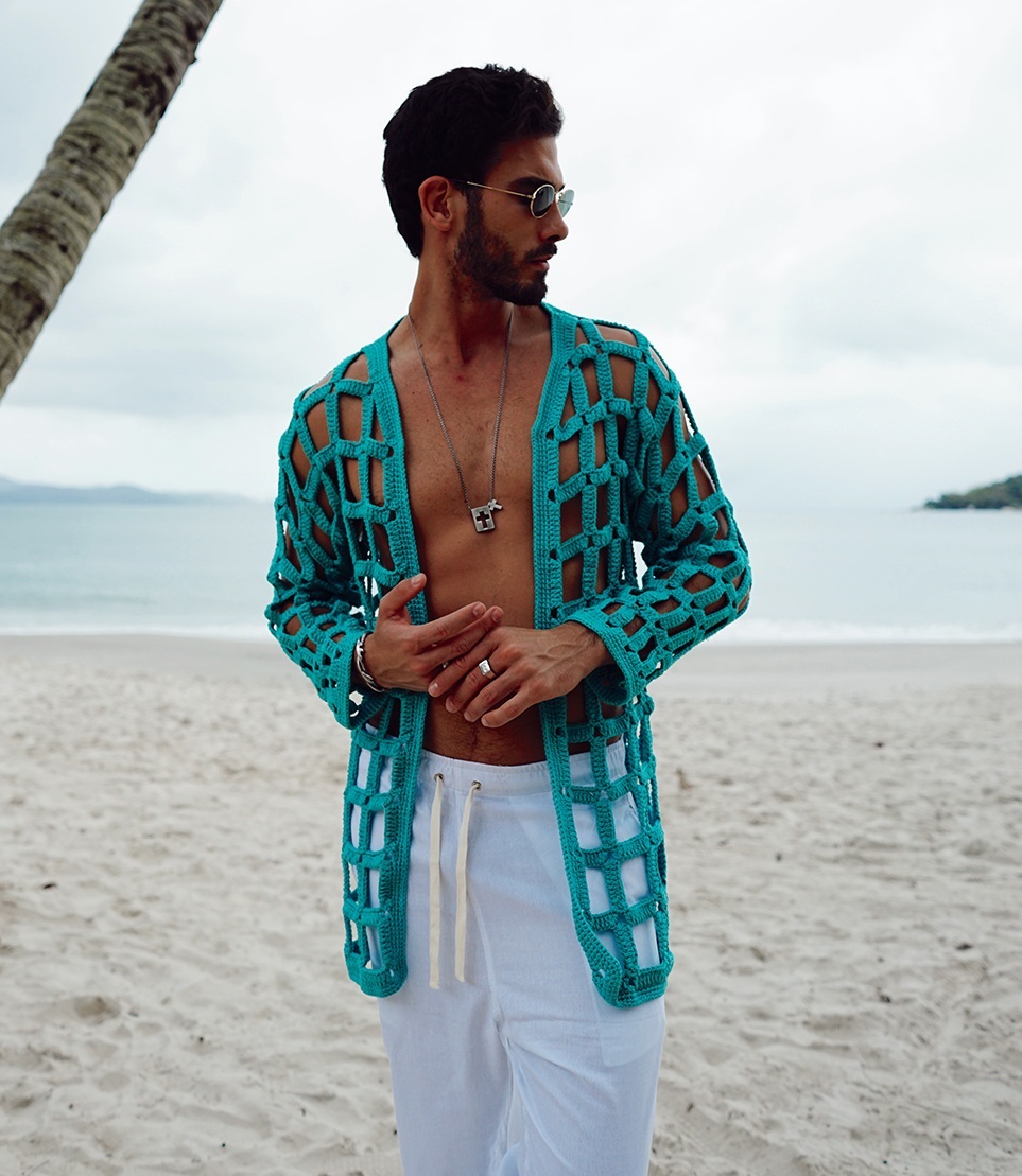 Cárdigan Dion para Hombres en Crochet PATRON GRATIS