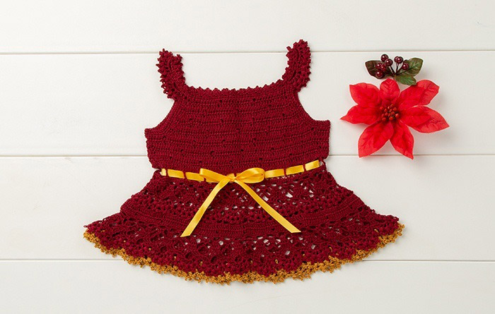 PATRÓN GRATIS Vestido para Recién nacida en Crochet