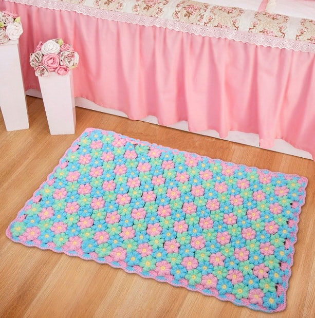 Alfombra Jardín de Flores en Crochet PATRÓN GRATIS
