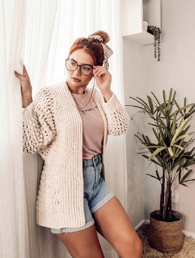 Cárdigan Puntos de Nieve en Crochet PATRÓN GRATIS