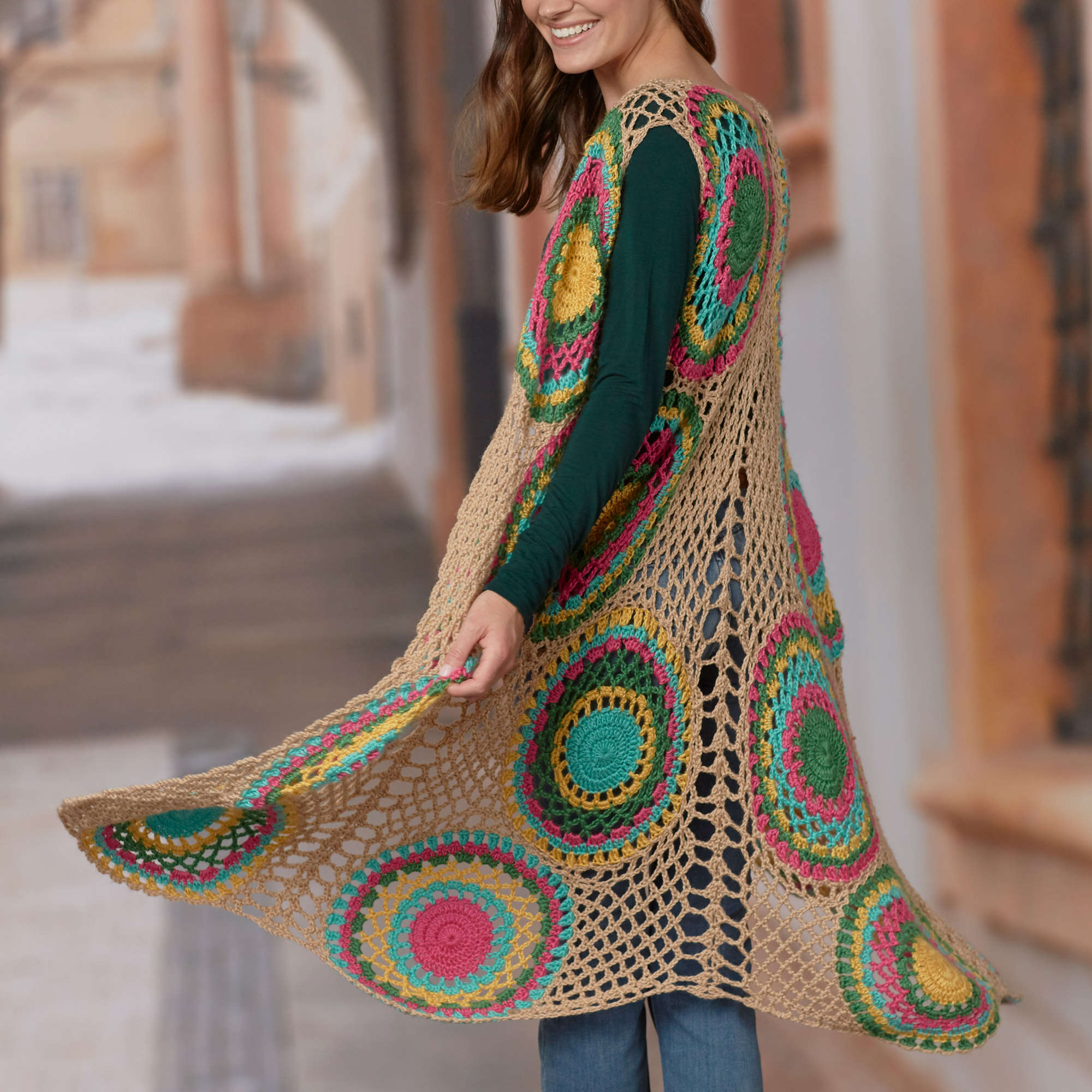 Chaleco Círculos Brillantes en Crochet PATRÓN GRATIS