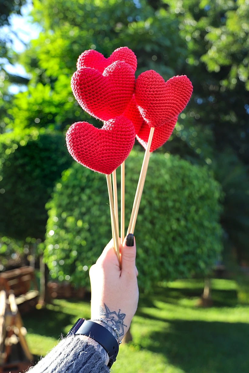 Corazones amigurumi