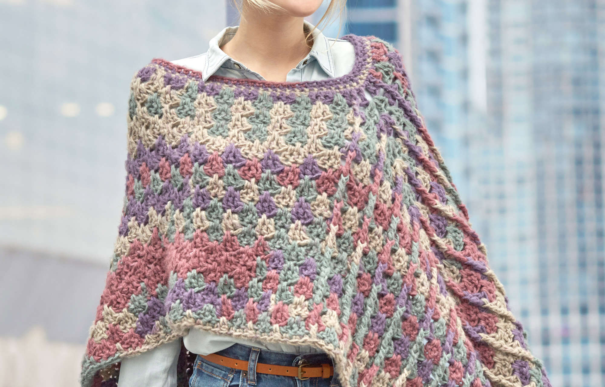 Poncho Montaña Hibiscoa en Crochet PATRÓN GRATIS