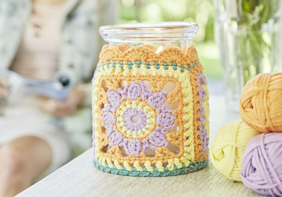 ♻️ Funda para Tarro de Vela a Crochet PATRÓN GRATIS