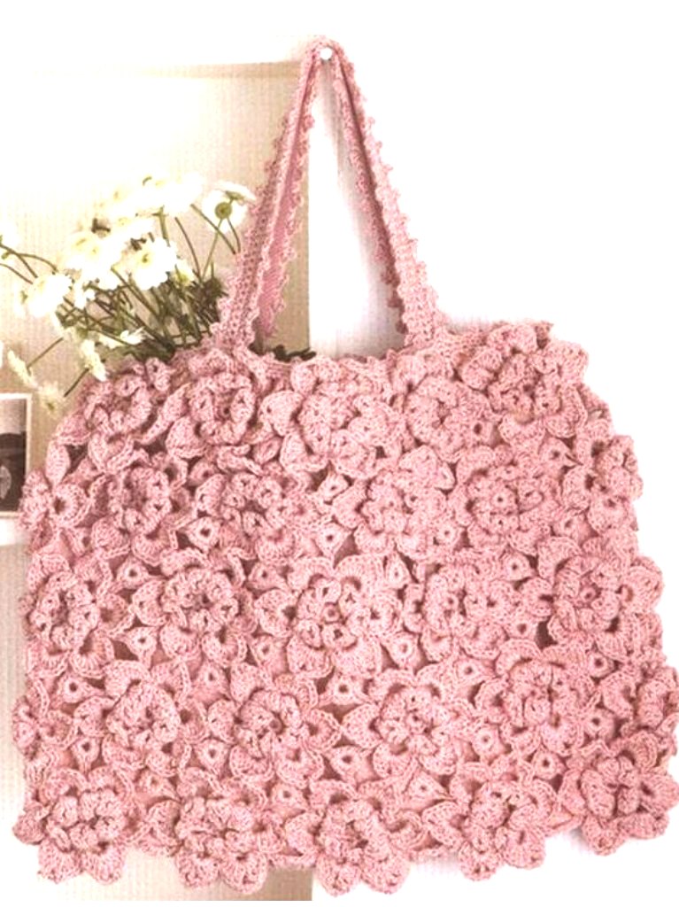 Bolso con Flores Dobles en Crochet PATRÓN GRATIS