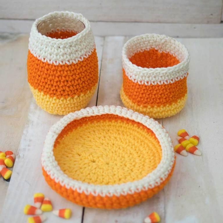 Crochet Sweet Corn Baskets