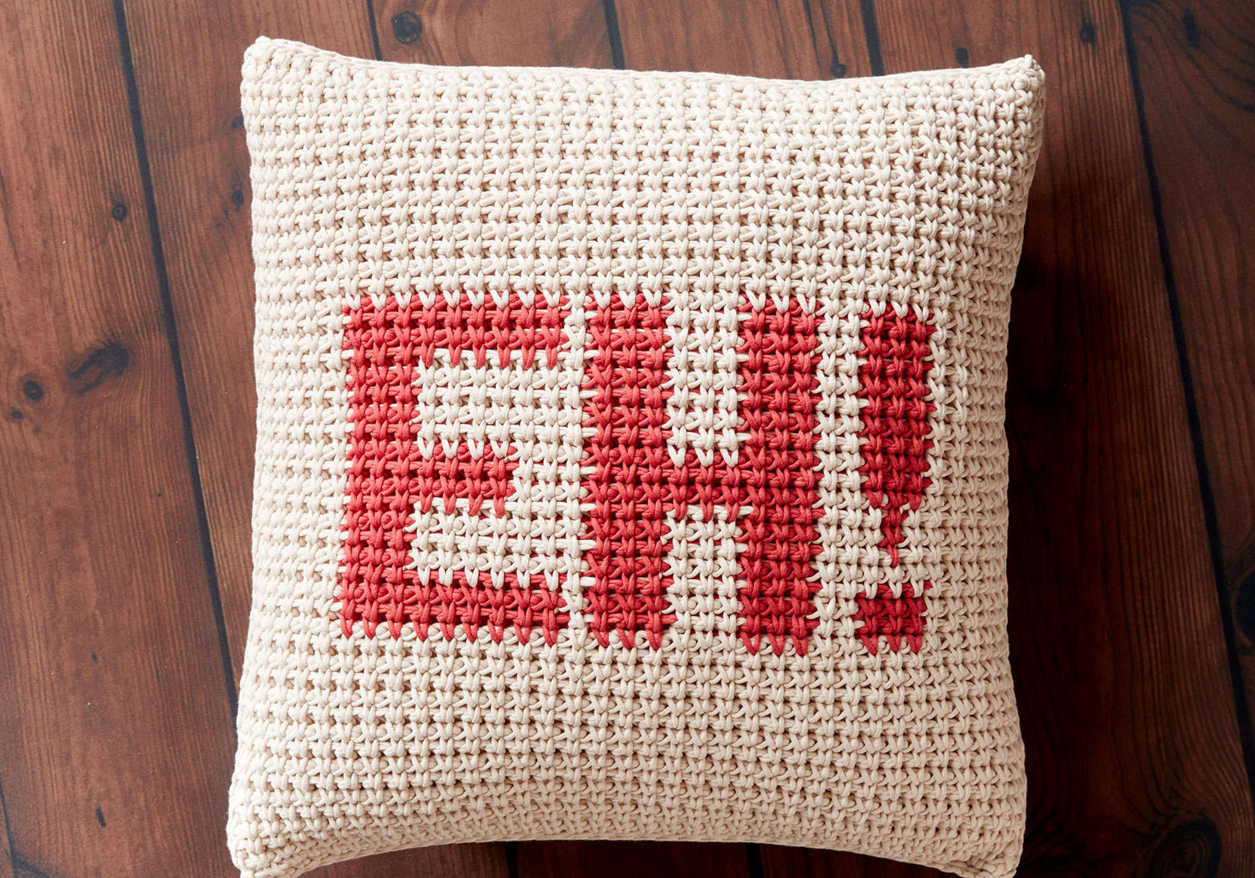 Cojín ¡Eh! en Crochet PATRÓN GRATIS