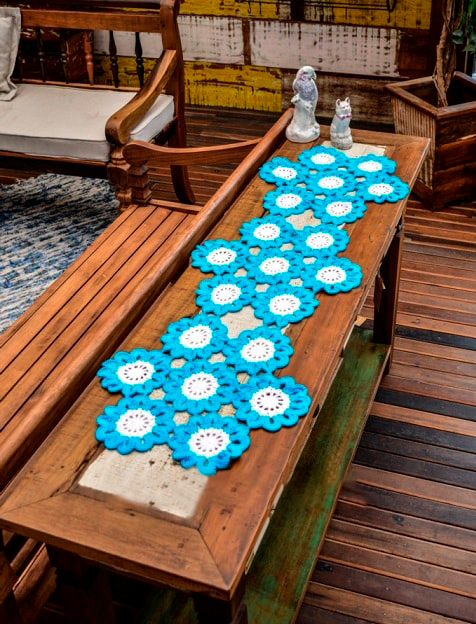 Corredor de Flores Turquesas en Crochet PATRÓN GRATIS