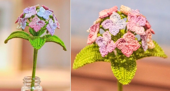 Flores de Hortensias en Crochet 