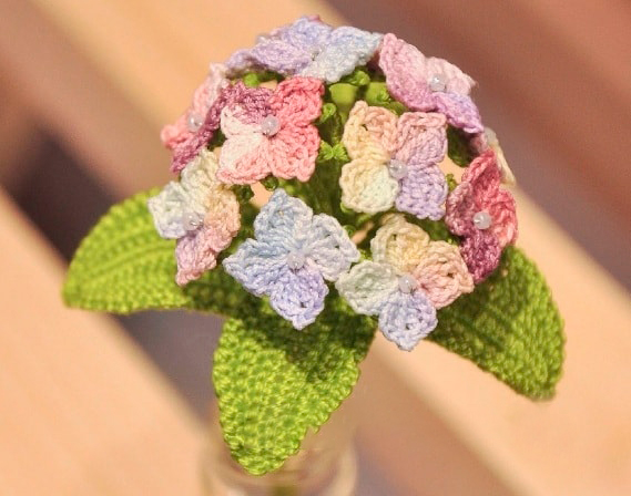 Flores de Hortensias en Crochet 