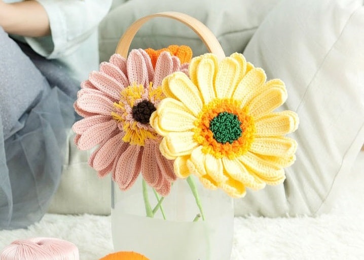 Gerberas Tejidas en Crochet PATRÓN GRATIS