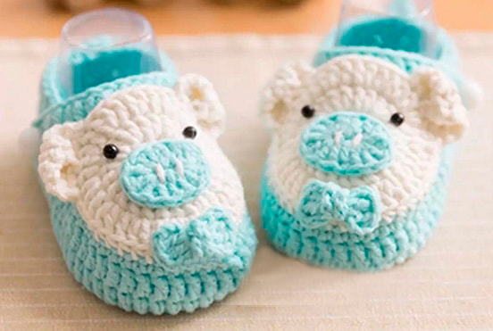 Patucos de Cerditos en Crochet PATRÓN GRATIS