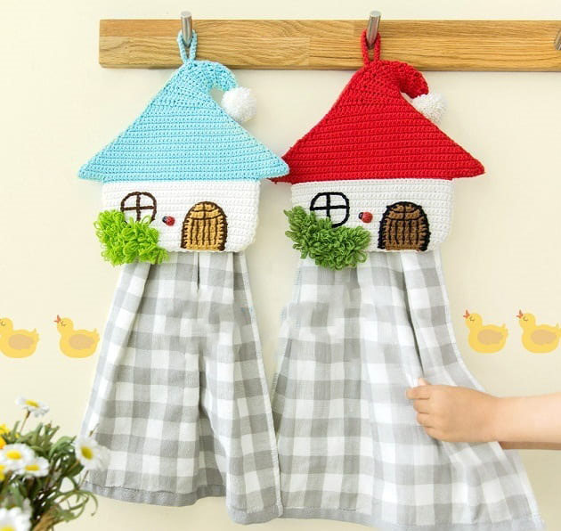 Casita Porta Toallas en Crochet PATRÓN GRATIS