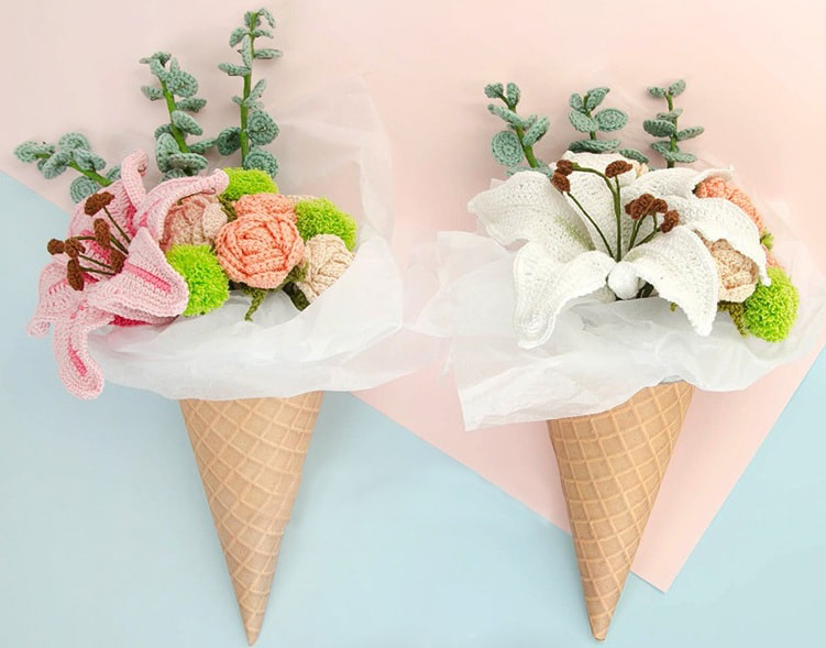 Ramo Lirio de los valles en Crochet PATRÓN GRATIS