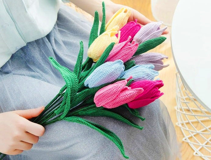 Ramo de Tulipanes en Crochet PATRÓN GRATIS