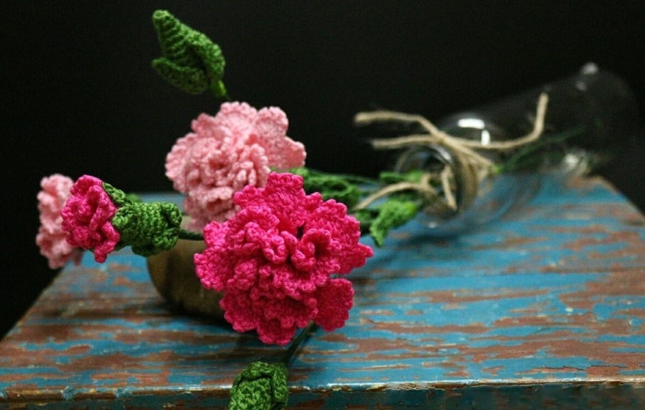 Claveles en Crochet PATRÓN GRATIS