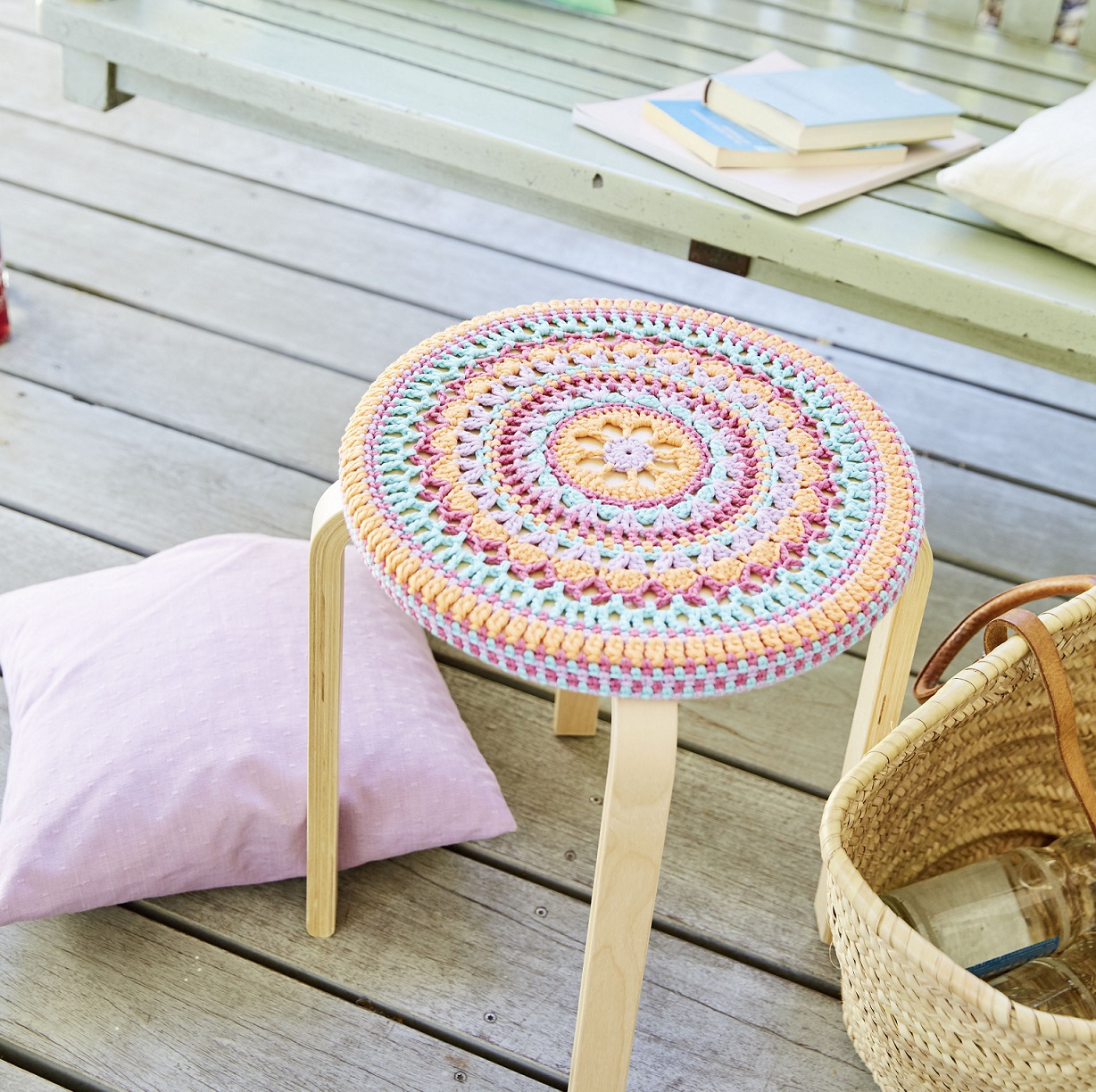 Funda para Taburete Montreal a Crochet PATRÓN GRATIS