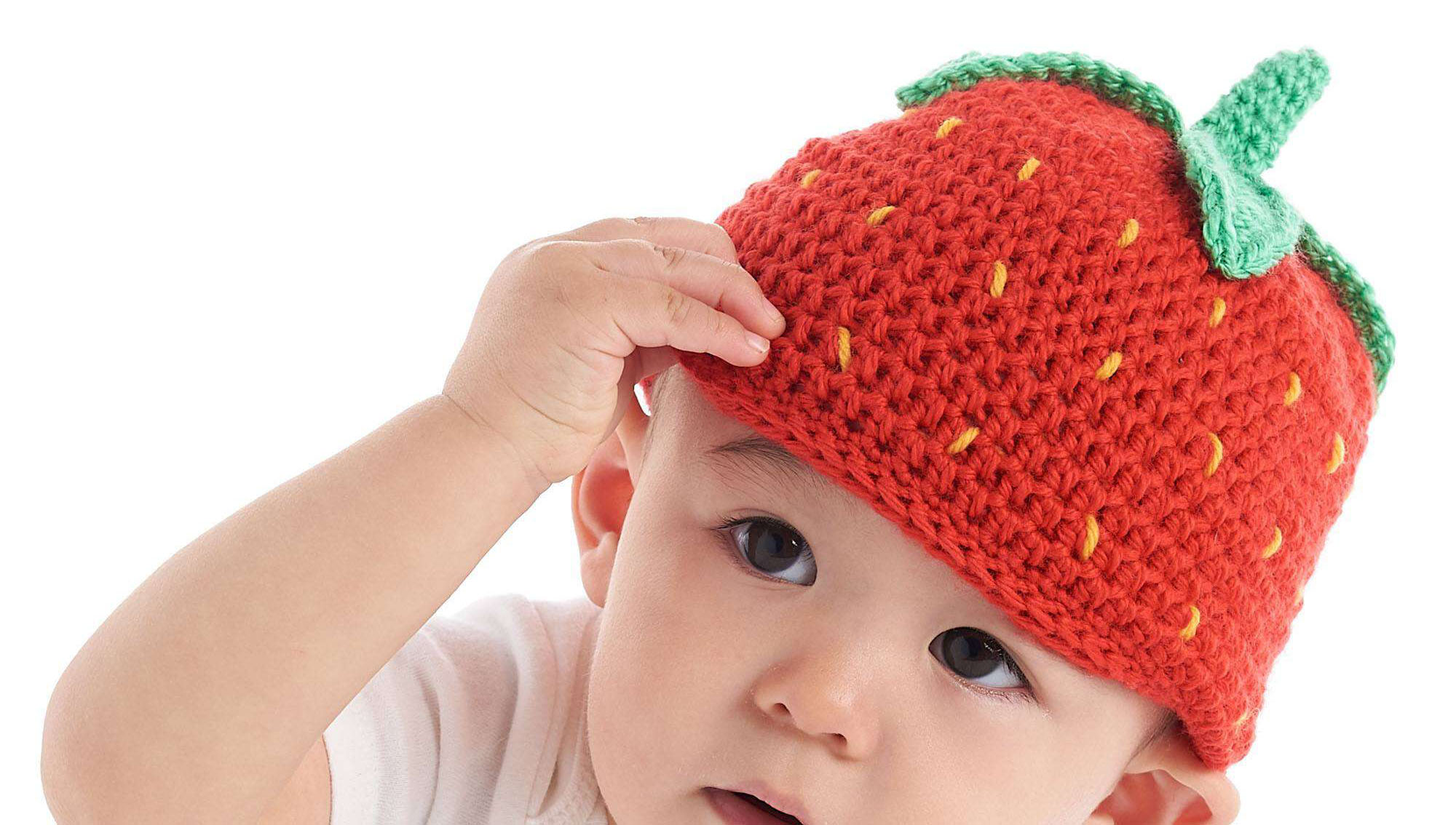 Gorro de Fresa para Bebé a Crochet PATRÓN GRATIS
