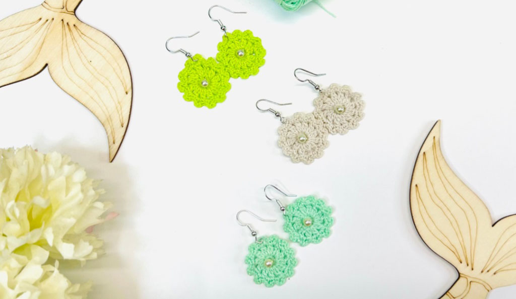Pendientes Pequeñas Florecillas a Crochet PATRÓN GRATIS