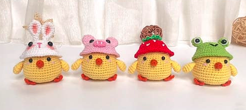 Pollitos con 4 Sombreros Amigurumi PDF
