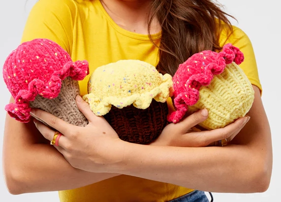 Cono de Helado y Magdalenas Patrón en Crochet Gratis