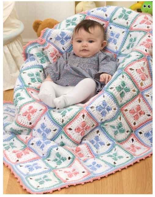Manta para Bebes en Motivos de Trébol a Crochet PATRON GRATIS