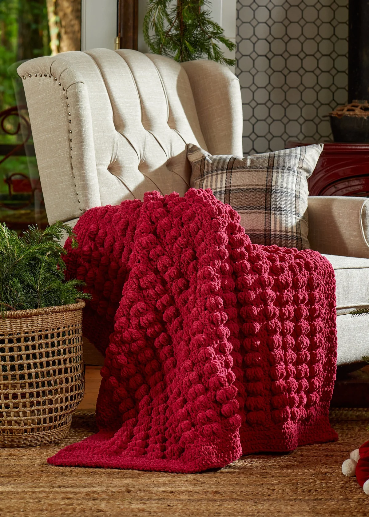 Manta Cascada Punto Popcorn Patrón en Crochet Gratis