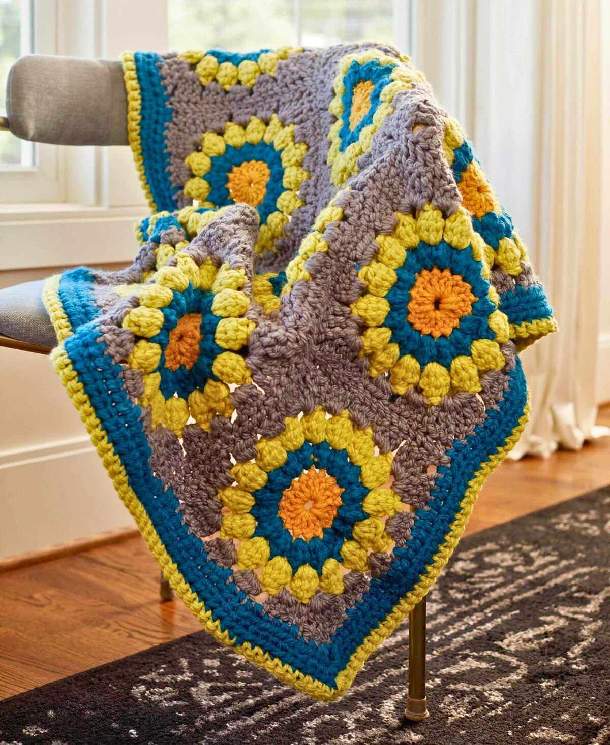 Manta con Motivo XL en Crochet Patron Gratis