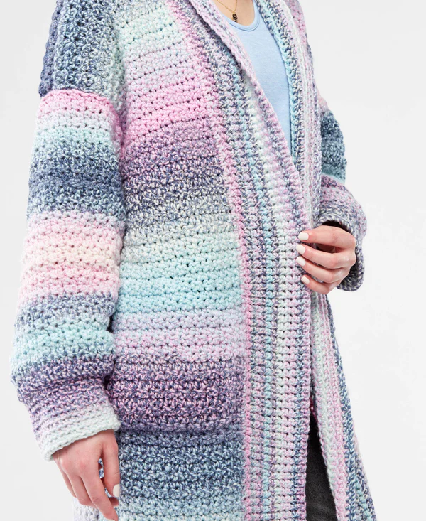 Cárdigan con Bolsillos en Crochet Patrón Gratis