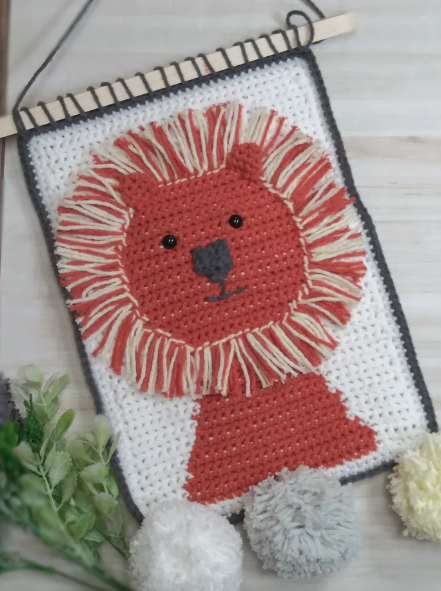 Colgante de Pared de León Patrón en Crochet Gratis