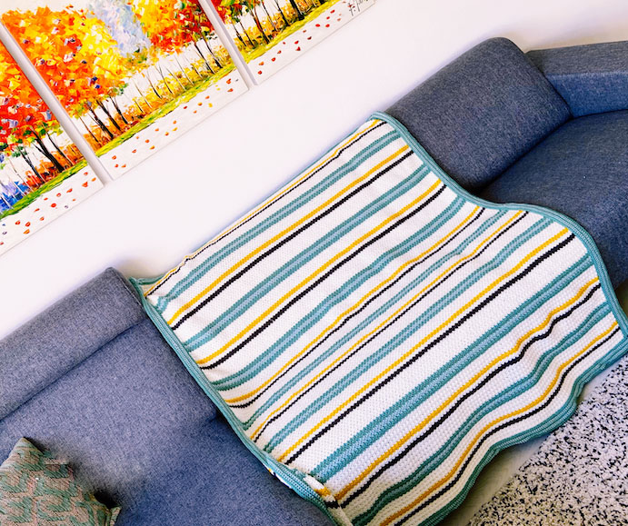 Manta de Rayas Patrón en Crochet Gratis