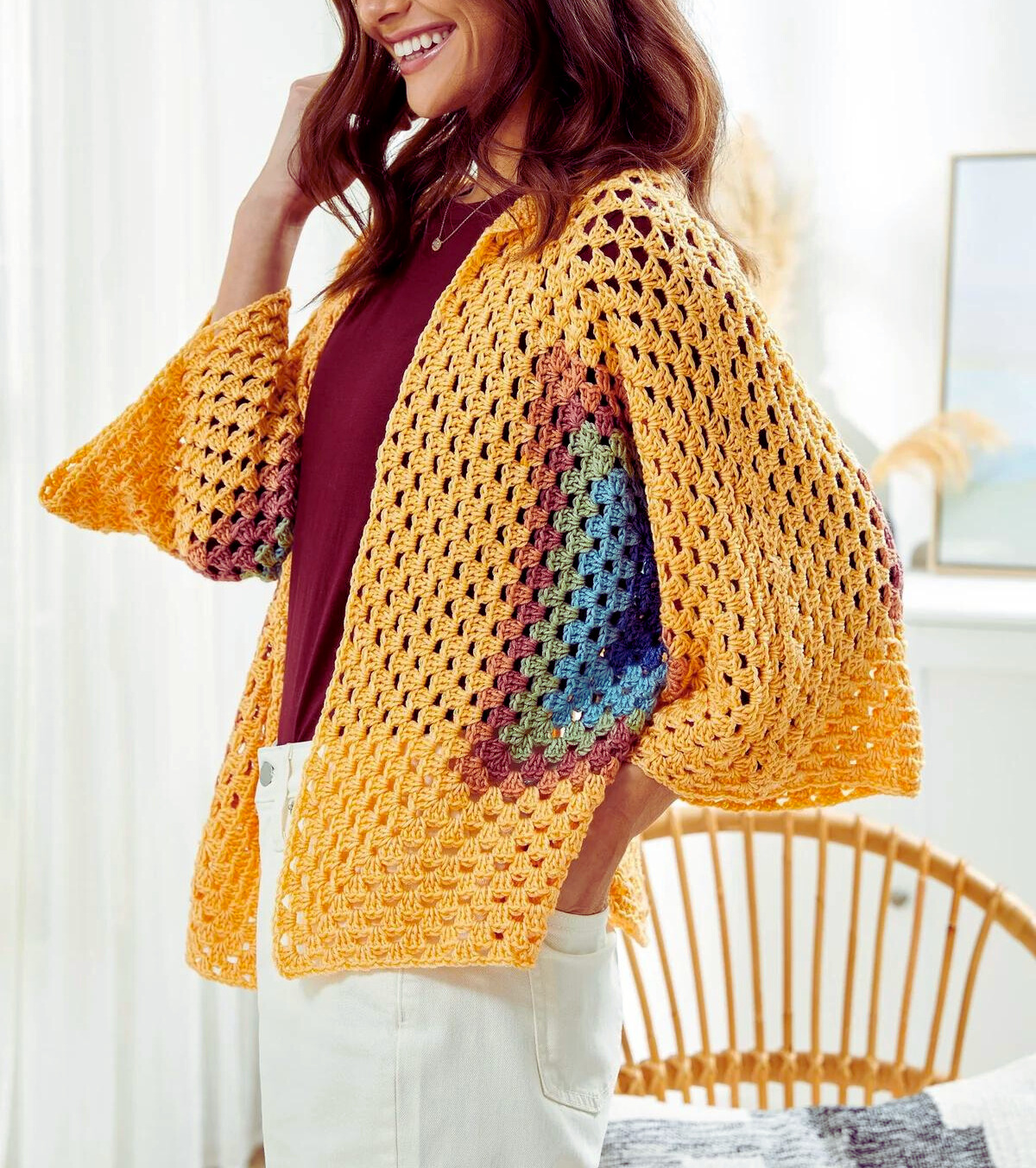 Cárdigan Hexágono de la Abuela en Crochet Patron Gratis