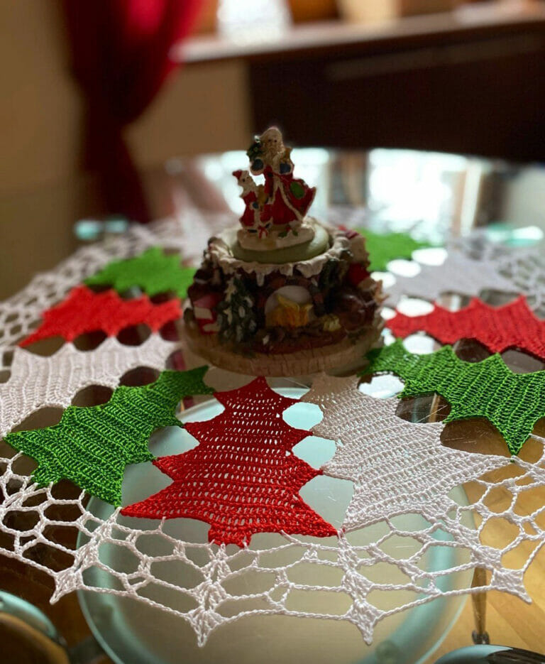 Carpeta Pinos Navideños Patrón en Crochet Gratis