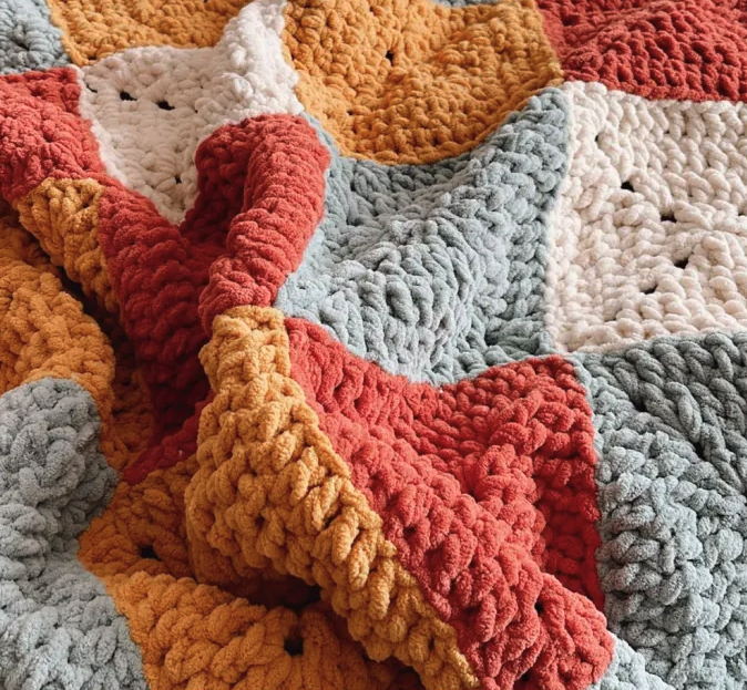 Manta Nubes Cuadros Patrón en Crochet Gratis