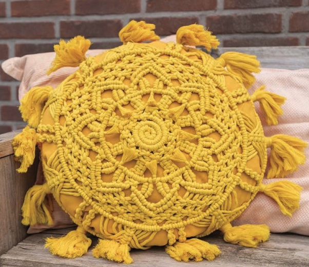 Cojín Mandala Sun en Macrame Patrón Gratis