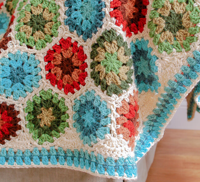Manta Hexagonal Afgano Patrón en Crochet Gratis